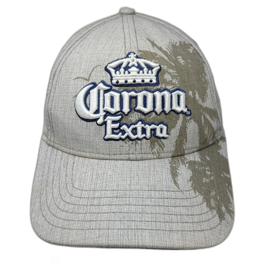 Corona Snapback Hat Gray One Size Embroidered Extra Logo Palm Tree Beer Graphic